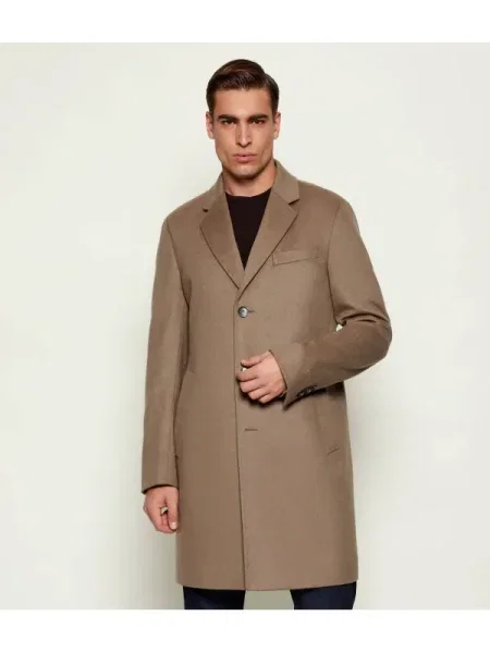 BOSS BLACK De lână palton cu adaos de cașmir negru