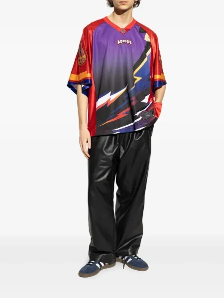 Тениска Adidas на райета кафяво