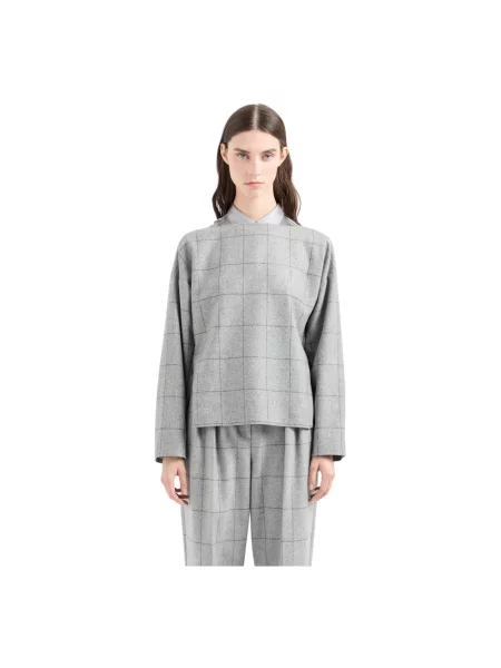 Lniany top Emporio Armani szary