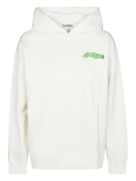 Hanorac cu glugă Ganni alb