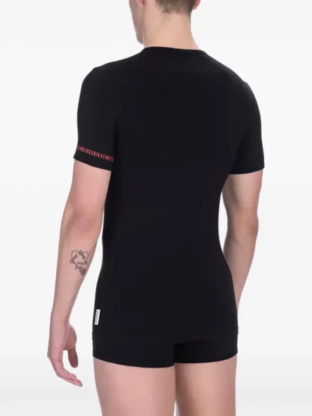 Тениска Bikkembergs с принт с кръгло деколте черно