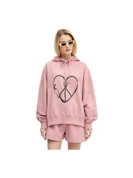 Bluza z kapturem Moschino z kapturem różowa