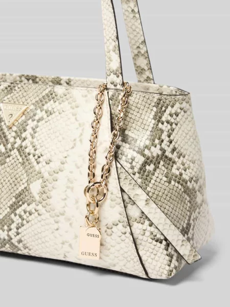Torba na ramię z wężowym wzorem na całej powierzchni model Devon' Guess biała