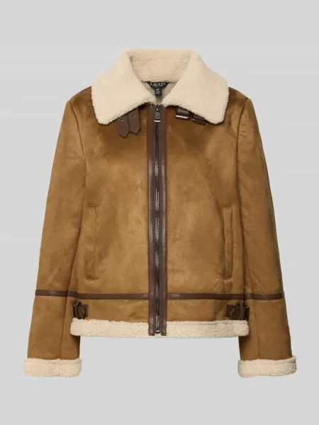 Kurtka o kroju regular fit z imitacji skóry z obszyciem z imitacji futra Lauren Ralph Lauren
