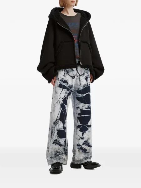 Hanorac cu glugă We11done din fleece negru