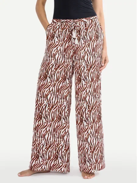 Triumph Medžiaginės kelnės Summer Wide Leg ruda