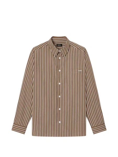 Pruhované pruhované košile A.p.c. hnědé