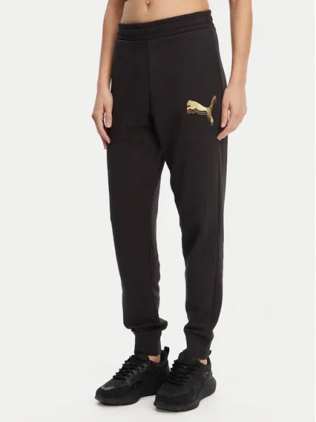 Puma Pantaloni trening Ess Metallic negru