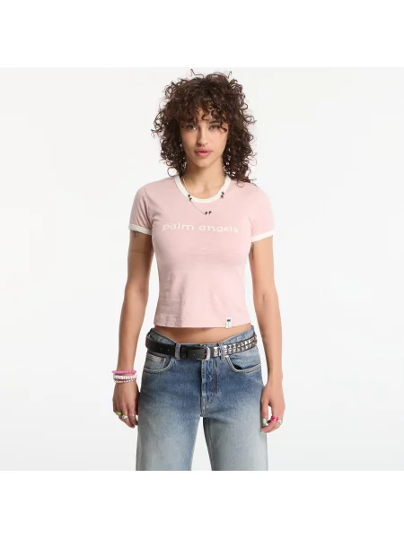 Tricou Palm Angels Hollywood Slim Tee Rose Pink/ Off White S alb