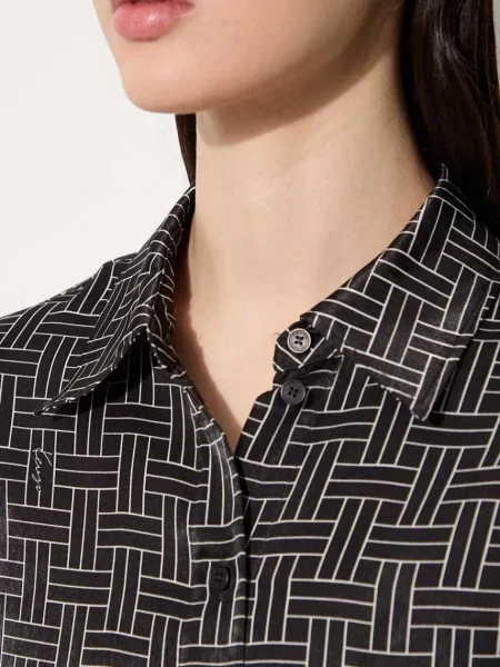 Сорочка Kenzo Weave Dropped Shoulders Shirt relaxed класичний комір чорний