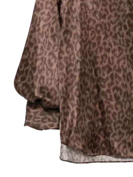 Cămașă Antonelli de mătase cu imagine cu model leopard maro