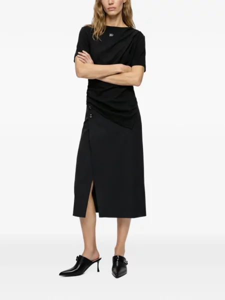 Tricou Karl Lagerfeld asimetric drapate negru