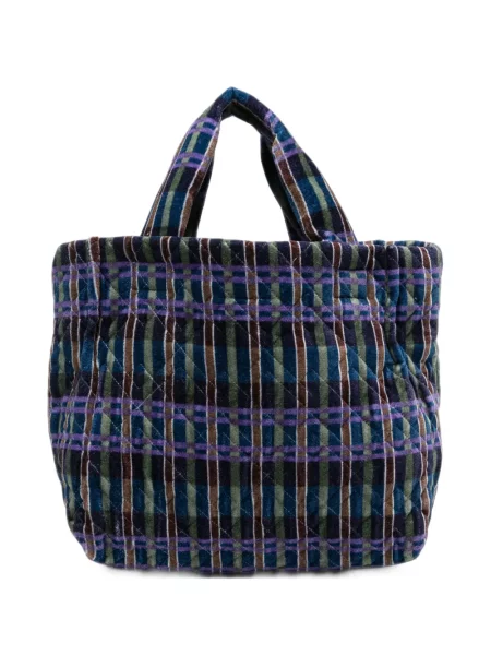 Matlasat geantă shopper épice în carouri albastru