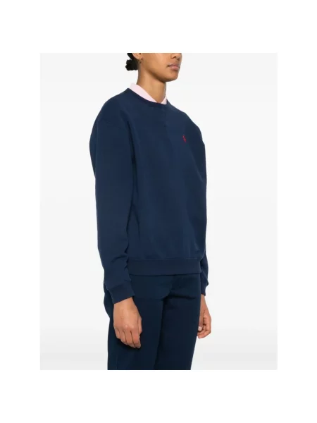 Bluza typu oversized z wyhaftowanym logo Ralph Lauren niebieska