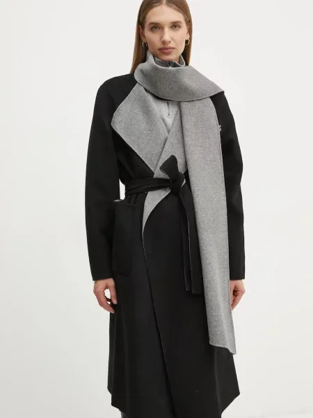 Karl Lagerfeld palton din lână pe două fețe de tranziție negru