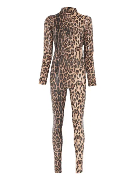 Salopetă Atu Body Couture cu imagine cu model leopard maro