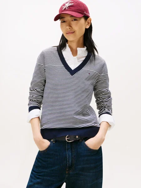 Tommy Hilfiger Pulover Bleumarin alb