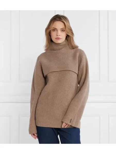 Pulover Calvin Klein de lână maro
