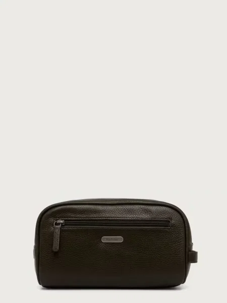 Barbour Kosmetická taštička kožená zelená