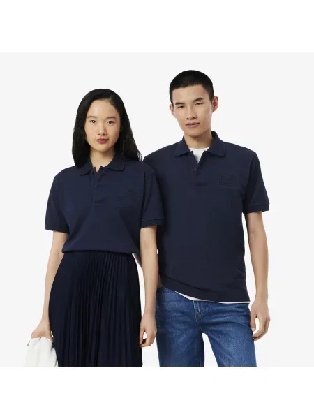 Lacoste Koszulka Polo Classic Fit Z Tłoczonym Logo szary