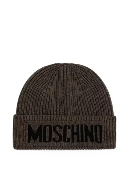 Căciulă Moschino tricotate cu autograf maro