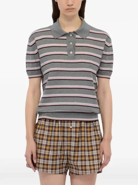 Tricou polo Msgm cu dungi gri