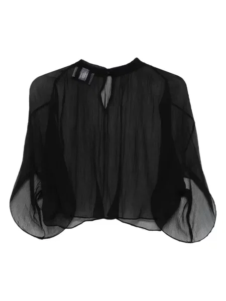 Копринена блуза Atu Body Couture с волани черно