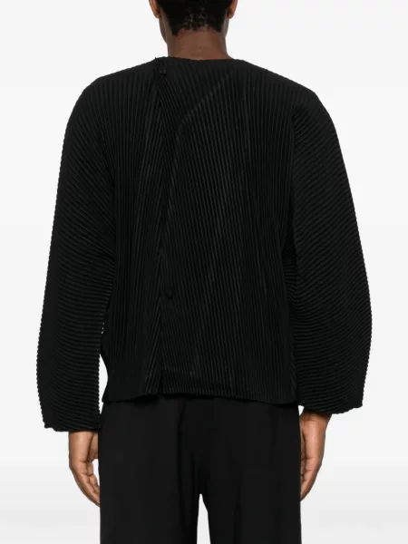Яке тип риза Homme Plissé Issey Miyake с V-образно деколте черно