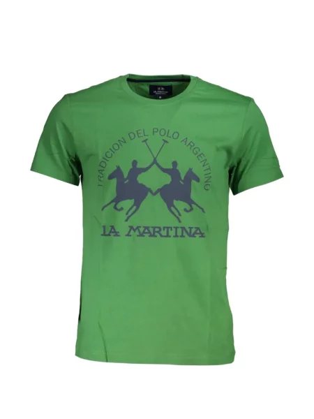 Tricou La Martina cu imagine cu decolteu rotund verde