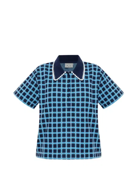 Tricou polo The Upside în carouri albastru