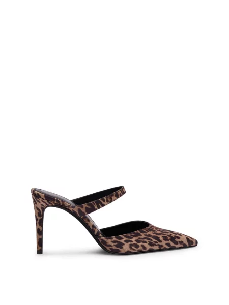 Klapki mules Stuart Weitzman skórzane brązowe