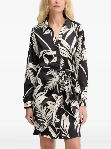 Rochie mini Guess cu model floral cu legături negru