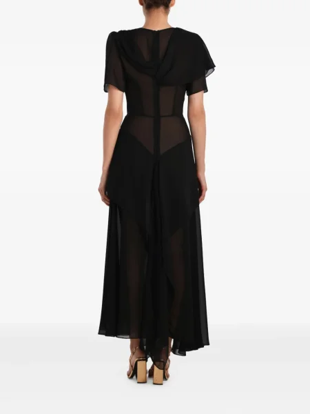 Rochie midi Post Meridiem drapată până la genunchi de costum negru