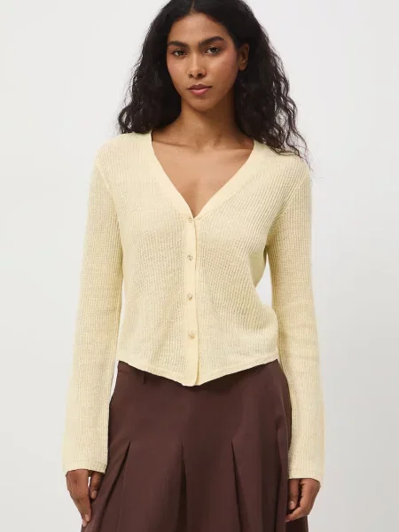 Medicine kardigan lniany żółty