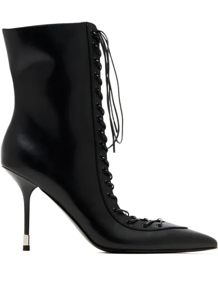 Botine Femme La cu șireturi din dantelă negru