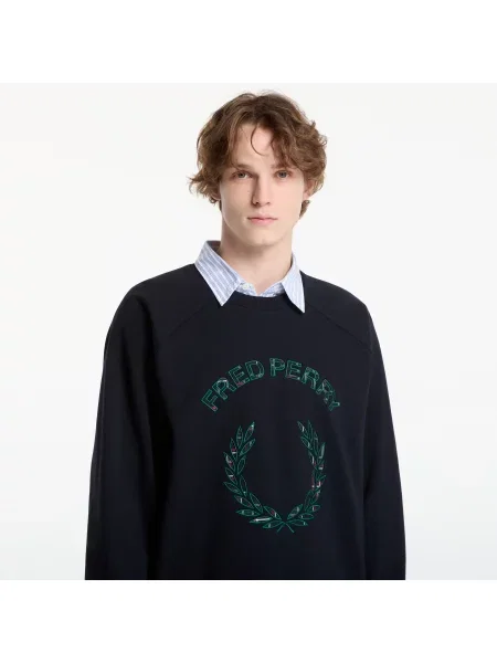 Kockovaná mikina Fred Perry s aplikáciou biela