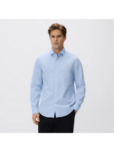 Reserved Košile slim fit z egyptské bavlny bleděmodrá