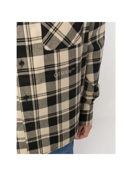 Wielobarwność koszula Off-white w kratkę flanelowa biała