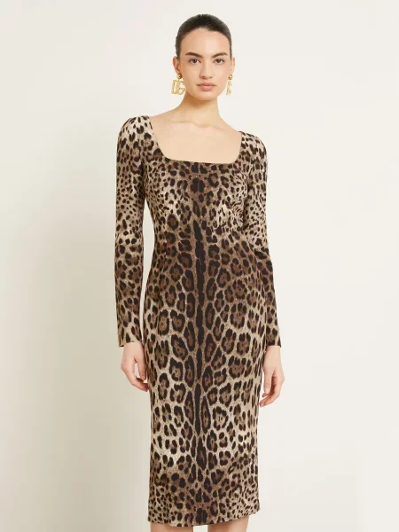 Dolce & Gabbana Etuiové Šaty / světle / tmavě hnědá