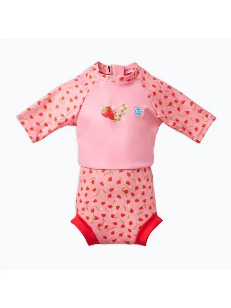 Детски гащеризон UPF Splash About Happy Nappy strawberry field розово