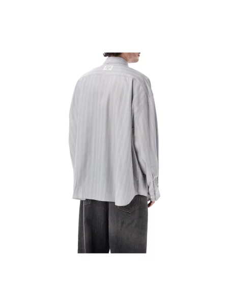 Koszula Acne Studios w paski z paskiem szara