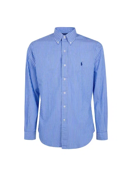 Długa koszula Polo Ralph Lauren w paski z długim rękawem niebieska