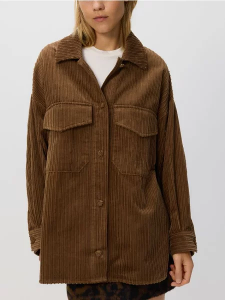 Reserved Вельветова сорочка з коричневий