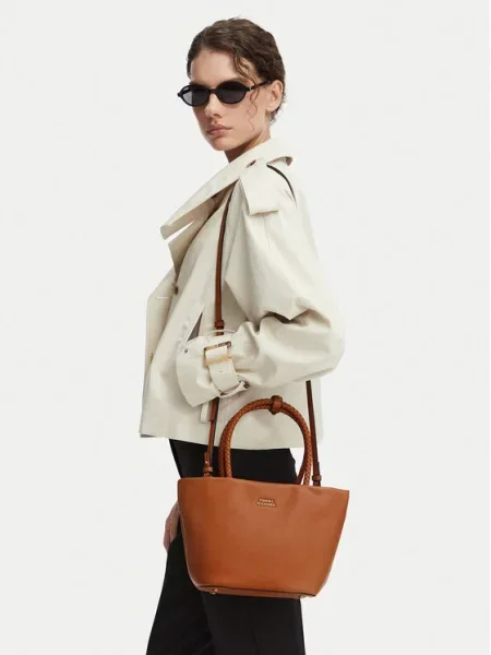 Torbica Tommy Hilfiger Th Marina Bucket Leather smeđa