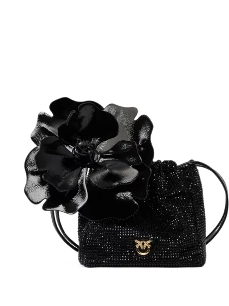 Stras geantă Pinko cu model floral negru