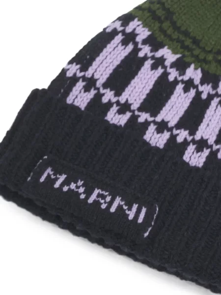 Căciulă Marni de lână cu imprimeu geometric verde