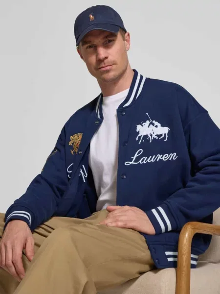 Kurtka college w kroju regular fit z mieszanki bawełny Polo Ralph Lauren granatowa