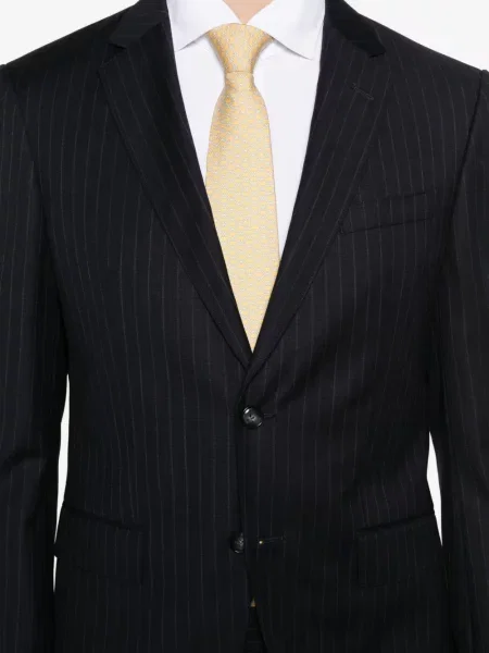 Costum Boss de lână cu dungi de costum albastru