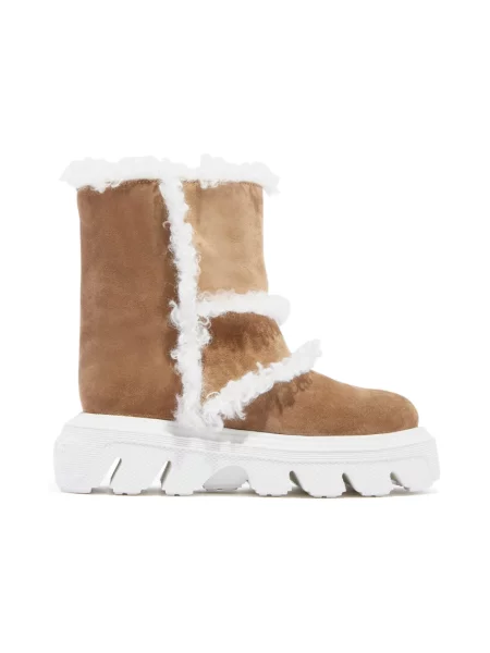 Buty do kostki Casadei ze sztucznego futra brązowe