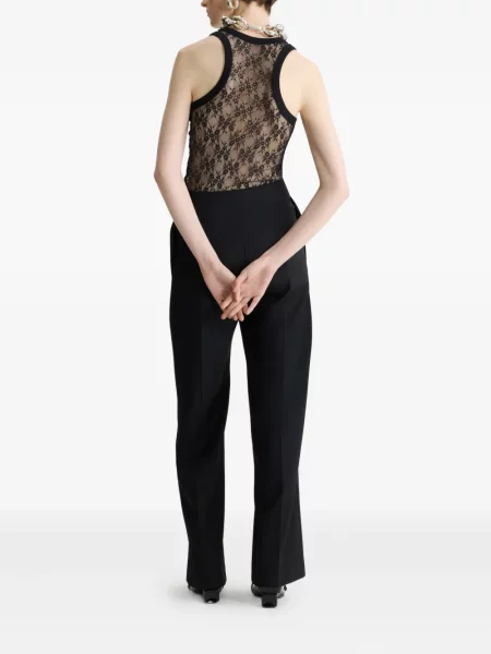 Top Patou cu model floral din dantelă negru